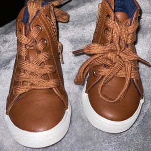 Boys Tan Mid Top Sneakers